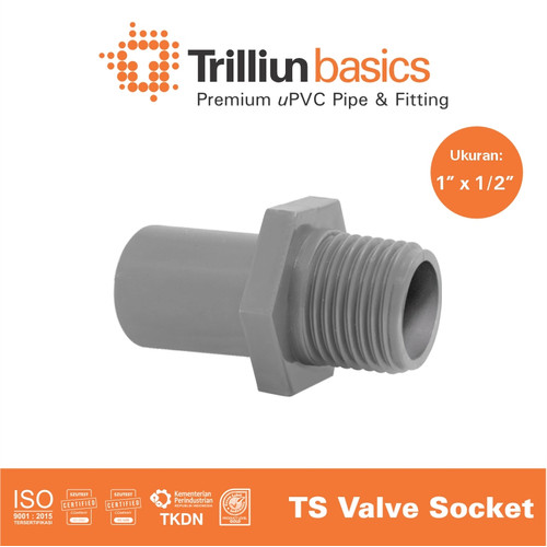 [EZM.4500053] Fitting Pipa uPVC Trilliunbasics TS Valve Socket - 1" x 1/2" Inch