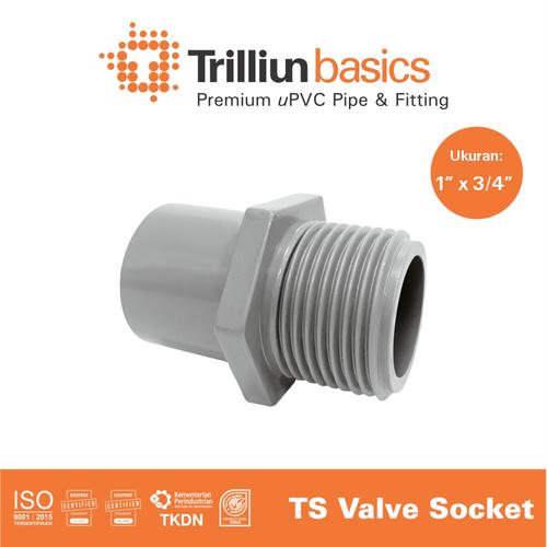 [EZM.4500052] Fitting Pipa uPVC Trilliunbasics TS Valve Socket - 1" x 3/4" Inch