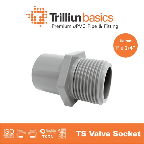 [EZM.4500052] Fitting Pipa uPVC Trilliunbasics TS Valve Socket - 1" x 3/4" Inch
