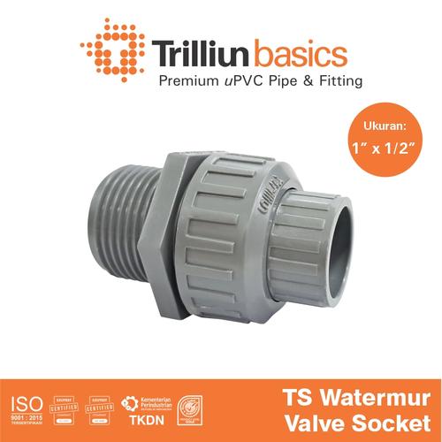 [EZM.4500041] Fitting Pipa uPVC Trilliunbasics TS Watermur Valve Socket 1"x1/2" Inch