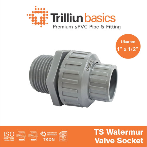 [EZM.4500041] Fitting Pipa uPVC Trilliunbasics TS Watermur Valve Socket 1"x1/2" Inch