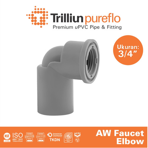 [EZM.4500244] Fitting Pipa uPVC Trilliunpureflo AW Faucet Elbow 3/4" Inch
