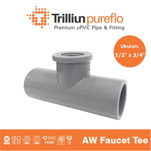 [EZM.4500312] Fitting Pipa uPVC Trilliunpureflo AW Faucet Tee 1/2" x 3/4" Inch