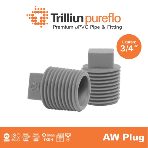 [EZM.4500242] Fitting Pipa uPVC Trilliunpureflo AW Plug 3/4" Inch