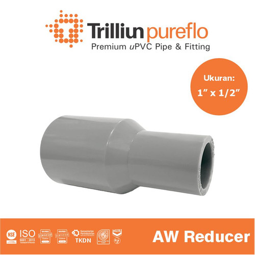 [EZM.4500031] Fitting Pipa uPVC Trilliunpureflo AW Reducer 1" x 1/2" Inch