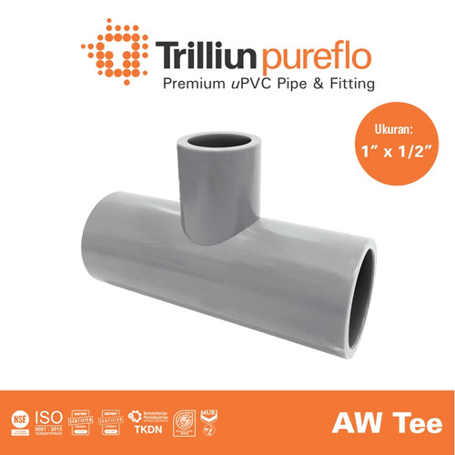 [EZM.4500021] Fitting Pipa uPVC Trilliunpureflo AW Tee 1" x 1/2" Inch