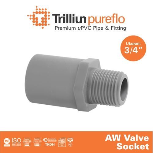 [EZM.4500226] Fitting Pipa uPVC Trilliunpureflo AW Valve Socket 3/4" Inch