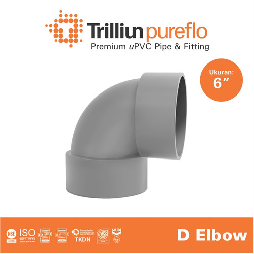 [EZM.4500216] Fitting Pipa uPVC Trilliunpureflo D Elbow 6" Inch