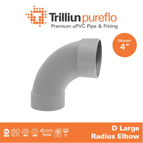 [EZM.4500210] Fitting Pipa uPVC Trilliunpureflo D Large Radius Elbow 4" Inch
