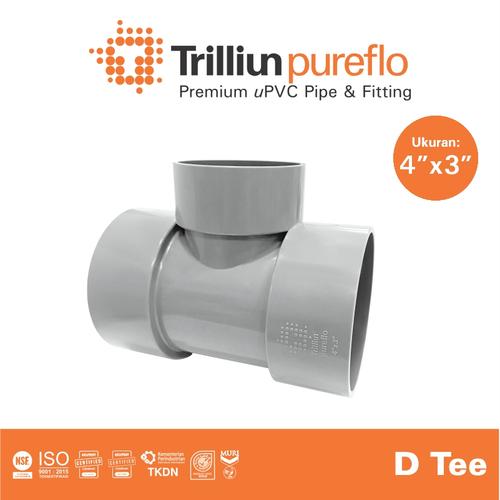 [EZM.4500203] Fitting Pipa uPVC Trilliunpureflo D Tee 4" x 3" Inch