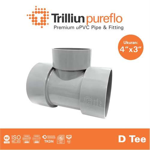 [EZM.4500203] Fitting Pipa uPVC Trilliunpureflo D Tee 4" x 3" Inch