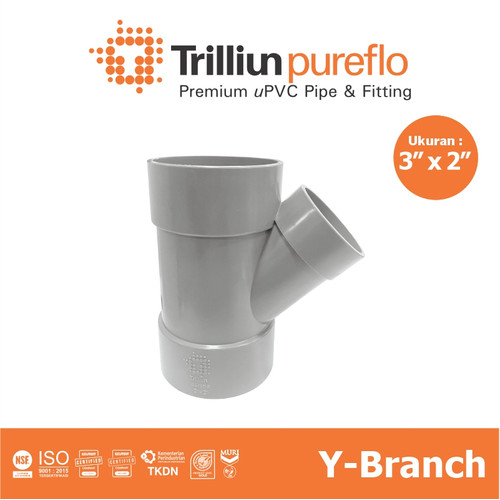 [EZM.4500015] Fitting Pipa uPVC Trilliunpureflo D Y-Branch 3" x 2" Inch
