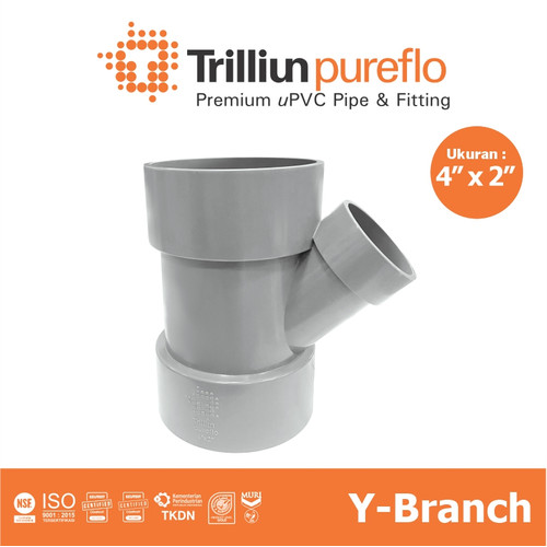 [EZM.4500013] Fitting Pipa uPVC Trilliunpureflo D Y-Branch 4" x 2" Inch