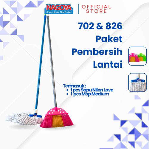 [EZM.8000011] NAGOYA Paket Pembersih Lantai : Mop Medium + Sapu Nilon Love