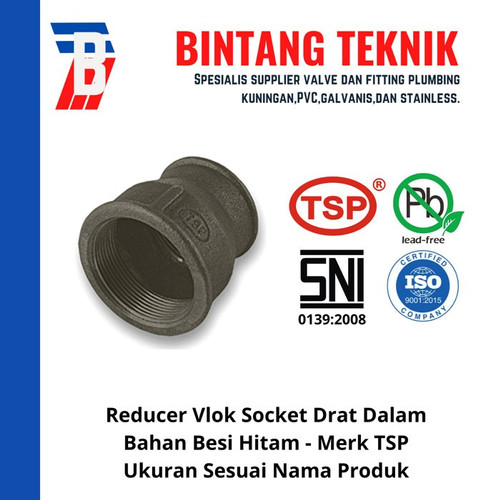 [EZR.2700908] Reducer Vlok Sok 1" x 3/4" Besi Hitam TSP