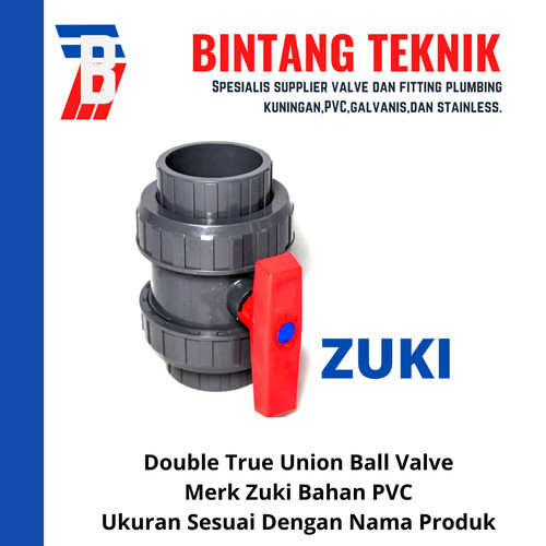 [EZR.2700933] Double True Union Ball Valve PVC 1/2" inch Zuki Taiwan