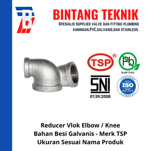 [EZR.2700934] Reducer Elbow / Knee 3/4" x 1/2" Besi Galvanis TSP