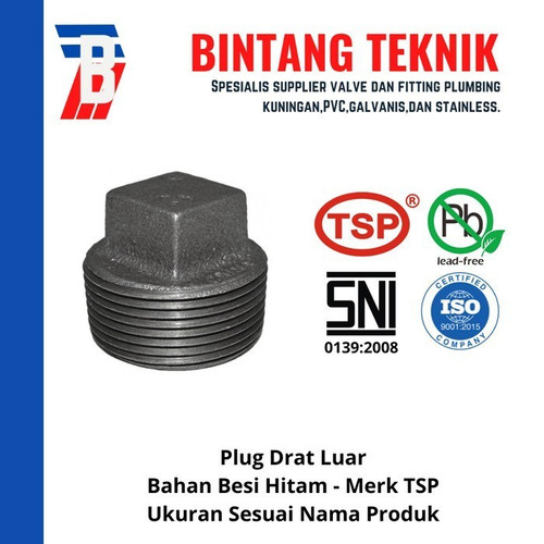 [EZR.2700954] Plug 1 1/2" inch Besi Hitam TSP