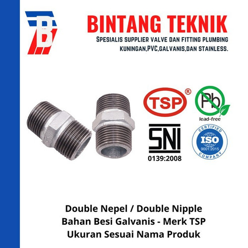 [EZR.2700972] Double Nepel 1 1/4" inch Besi Galvanis TSP