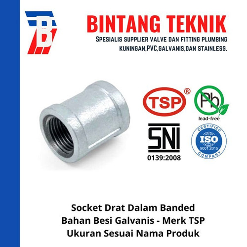 [EZR.2700984] Socket 1 1/4" inch Besi Galvanis TSP Drat Dalam