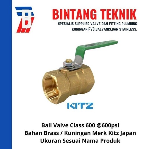[EZR.2701020] Ball Valve 2" inch Kuningan Kitz Class #600 W.O.G