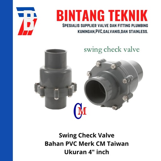 [EZR.2701043] Swing Check Valve / Kleb Tabok PVC 4" inch Merk CM