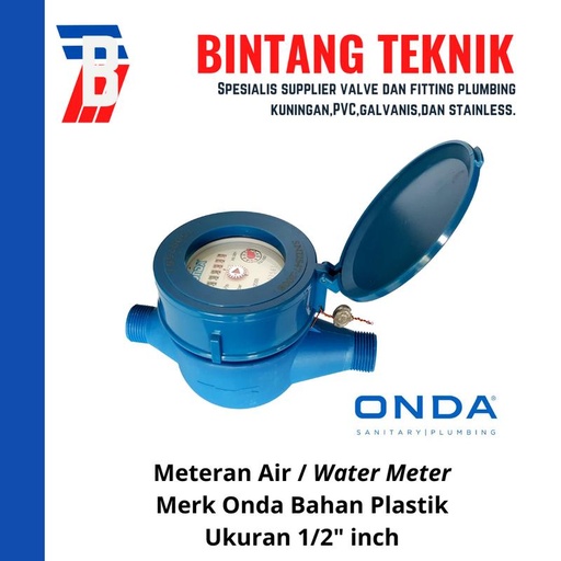 [EZR.2701096] Meteran Air 1/2" inch Plastik Onda
