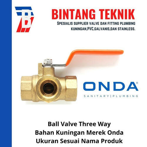 [EZR.2701190] Ball Valve Three Way 2" inch Kuningan Onda