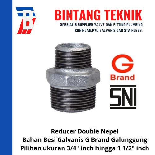 [EZR.2701292] Reducer Double Nepel 3/4" x 1/2" Galvanis G Brand Galunggung