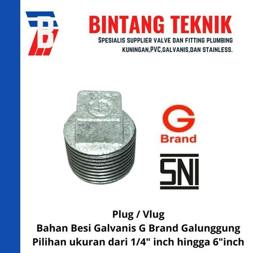 [EZR.2701426] Plug 2" inch Besi Galvanis G Brand Galunggung