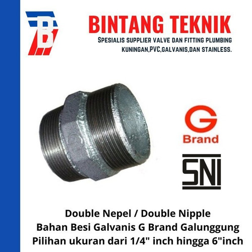 [EZR.2701439] Double Nepel 1 1/4" inch Besi Galvanis G Brand Galunggung