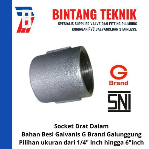 [EZR.2701450] Socket / Sok Besi Galvanis 1 1/4" inch G Brand Galunggung