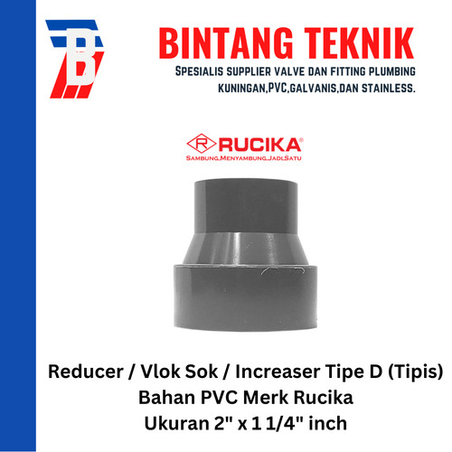 [EZR.2701522] Reducer Sok / Vlok Sok 2" x 1 1/4" PVC Rucika D - Increaser
