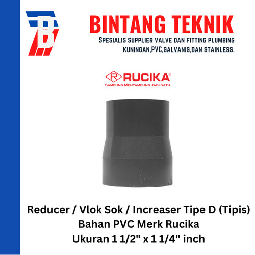 [EZR.2701523] Reducer Sok / Vlok Sok 1 1/2" x 1 1/4" PVC Rucika D - Increaser