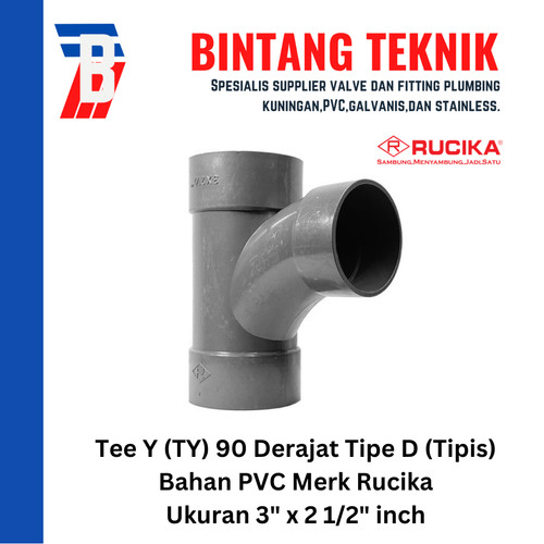 [EZR.2701560] Large Radius Tee Y 3" x 2 1/2" inch PVC Rucika D