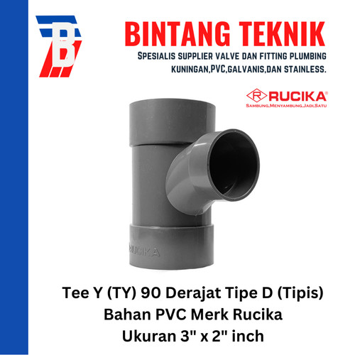 [EZR.2701561] Large Radius Tee Y 3" x 2" inch PVC Rucika D