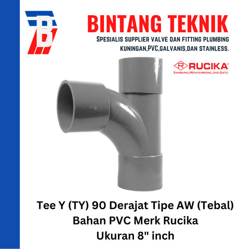 [EZR.2701569] Large Radius Tee Y 8" x 8" inch PVC Rucika AW