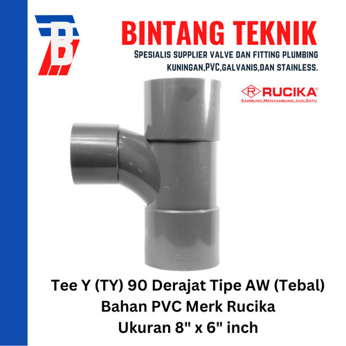 [EZR.2701570] Large Radius Tee Y 8" x 6" inch PVC Rucika AW