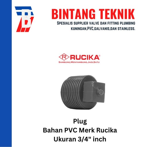 [EZR.2701599] Plug PVC Rucika AW (Tebal) 3/4" inch