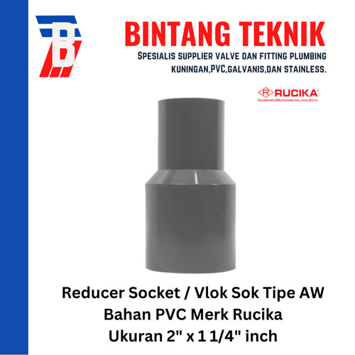 [EZR.2701730] Reducer Sok / Vlok Sok 2" X 1 1/4" PVC Rucika AW