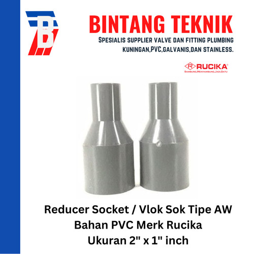 [EZR.2701731] Reducer Sok / Vlok Sok 2" X 1" PVC Rucika AW