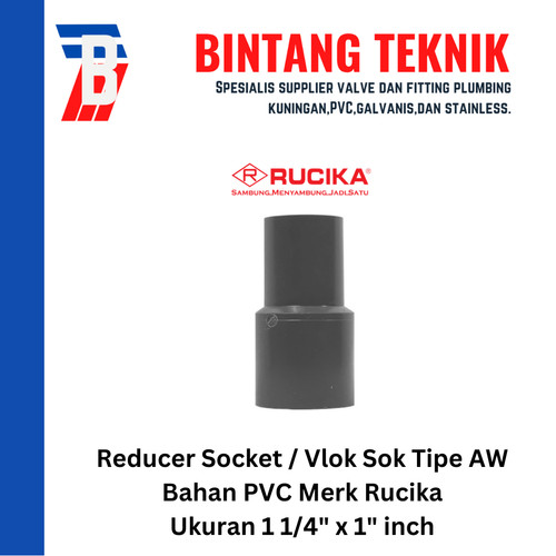 [EZR.2701738] Reducer Sok / Vlok Sok 1 1/4" X 1" PVC Rucika AW