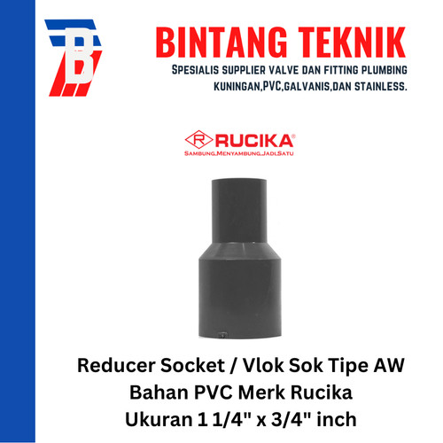 [EZR.2701739] Reducer Sok / Vlok Sok 1 1/4" X 3/4" PVC Rucika AW