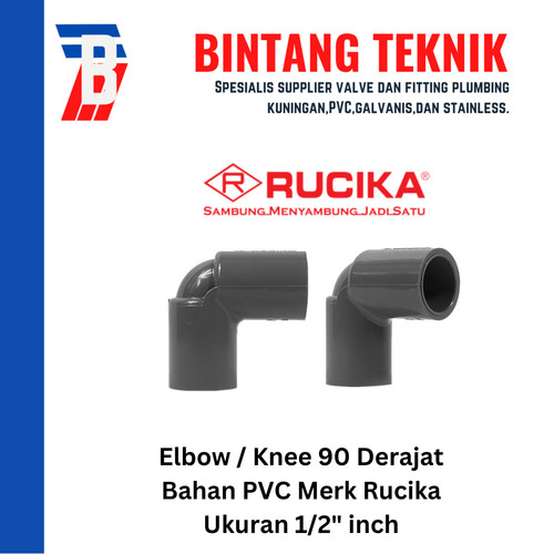[EZR.2701768] Elbow / Knee 1/2" inch PVC Rucika AW 90 Derajat