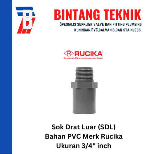 [EZR.2701778] Sok Drat Luar (SDL) PVC Rucika 3/4" inch