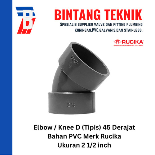 [EZR.2701799] Elbow / Knee PVC Rucika 2 1/2" Inch D (Tipis) 90 / 45 Derajat