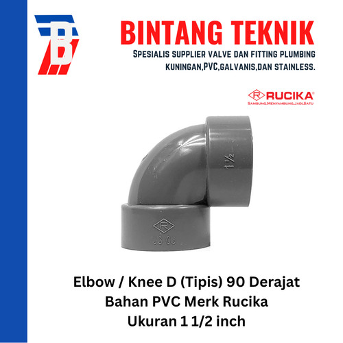 [EZR.2701801] Elbow / Knee PVC Rucika 1 1/2" Inch D (Tipis) 90 / 45 Derajat