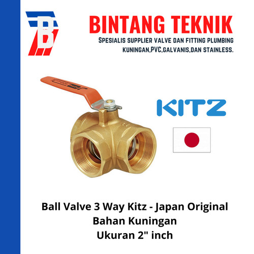 [EZR.2701862] Ball Valve 3 Way / Cabang Tiga 2" inch Kuningan Kitz