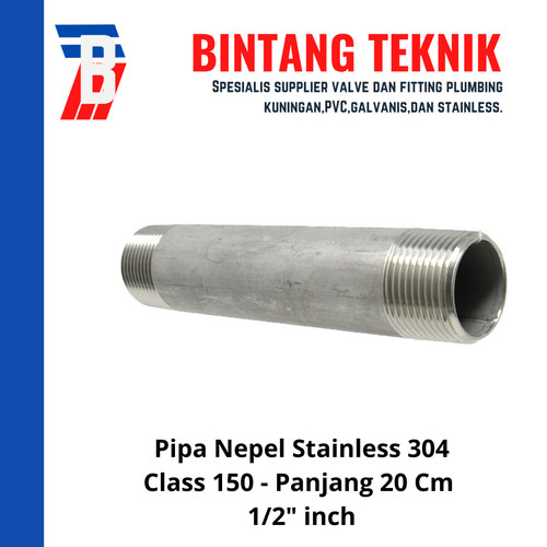 [EZR.2702025] Pipa Nepel (Nipple) 20 cm 1/2" inch Stainless 304