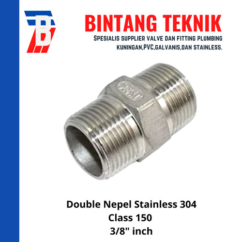 [EZR.2702057] Double Nepel (Nipple) 3/8" inch Stainless (SUS) 304 #150